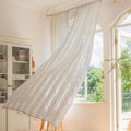 Ownkoti Stripe Semi-Blackout Curtain Hollow-Out Tassel Drapes