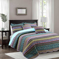 Ownkoti Striped Jacquard Style Quilt with Pillowcase