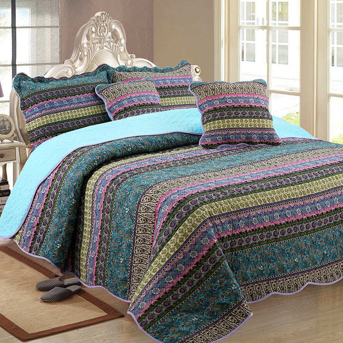 Ownkoti Striped Jacquard Style Quilt with Pillowcase