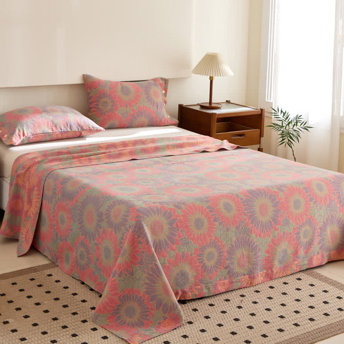 Ownkoti Sunflower Cotton Double-layer Yarn-dyed Jacquard Reversible Coverlet