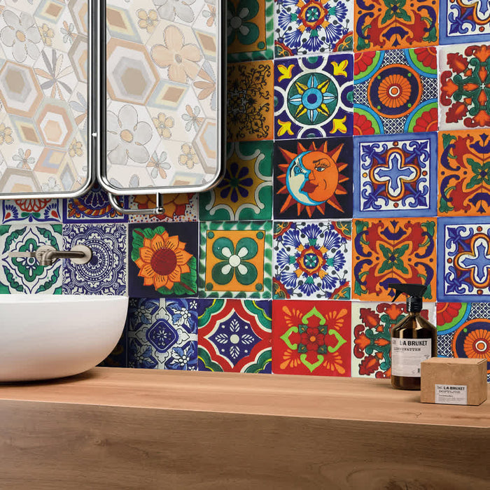 Ownkoti Talavera Bohemian Waterpoof Wall Sticker (24PCS)