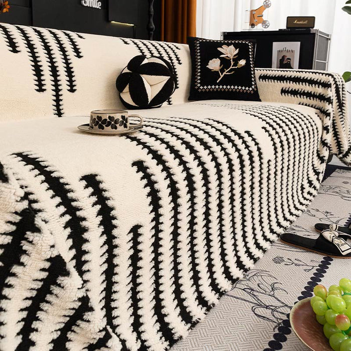 Ownkoti Thick Plush Chenille Stripe Sofa Cover - image 4