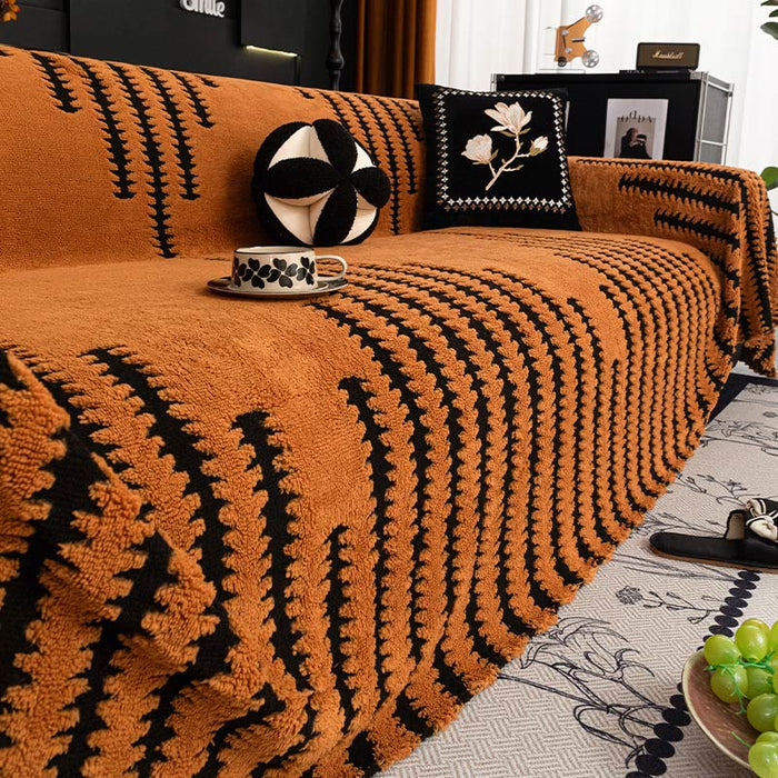 Ownkoti Thick Plush Chenille Stripe Sofa Cover - image 6