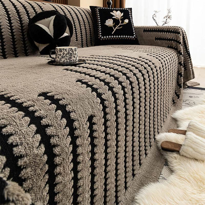 Ownkoti Thick Plush Chenille Stripe Sofa Cover - image 7