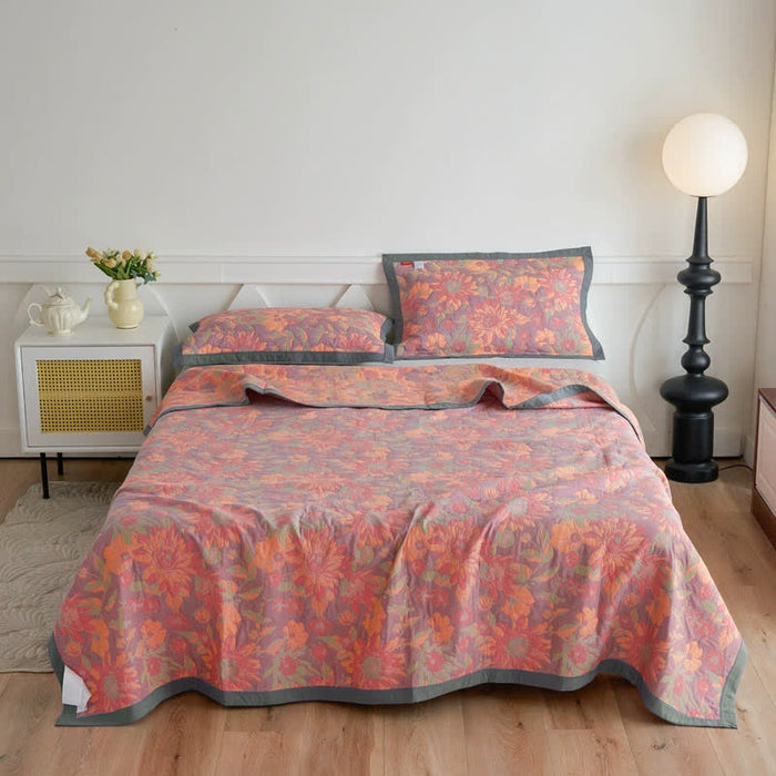Ownkoti Three Layer Cotton Gauze Floral Quilt
