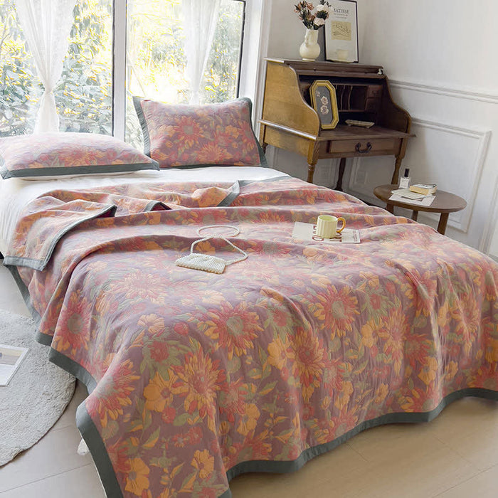 Ownkoti Three Layer Cotton Gauze Floral Quilt