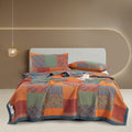 Ownkoti Three Layers Gauze Breathable Cotton Quilt - Quilt with 2pcs Pillowcases - Orange - King - image 0