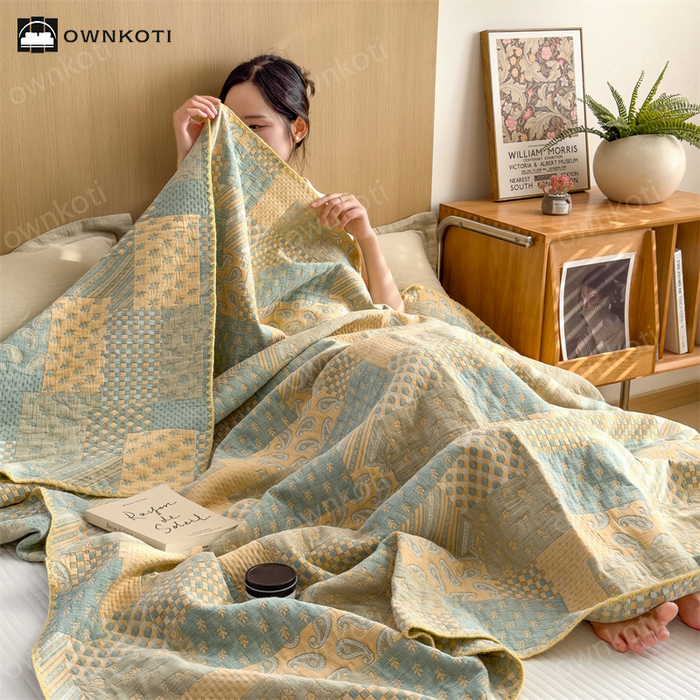 Ownkoti Three Layers Gauze Retro Comfy Lightweight Quilt
