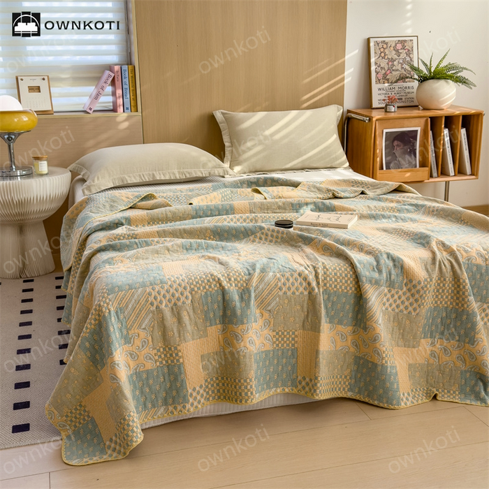 Ownkoti Three Layers Gauze Retro Comfy Lightweight Quilt
