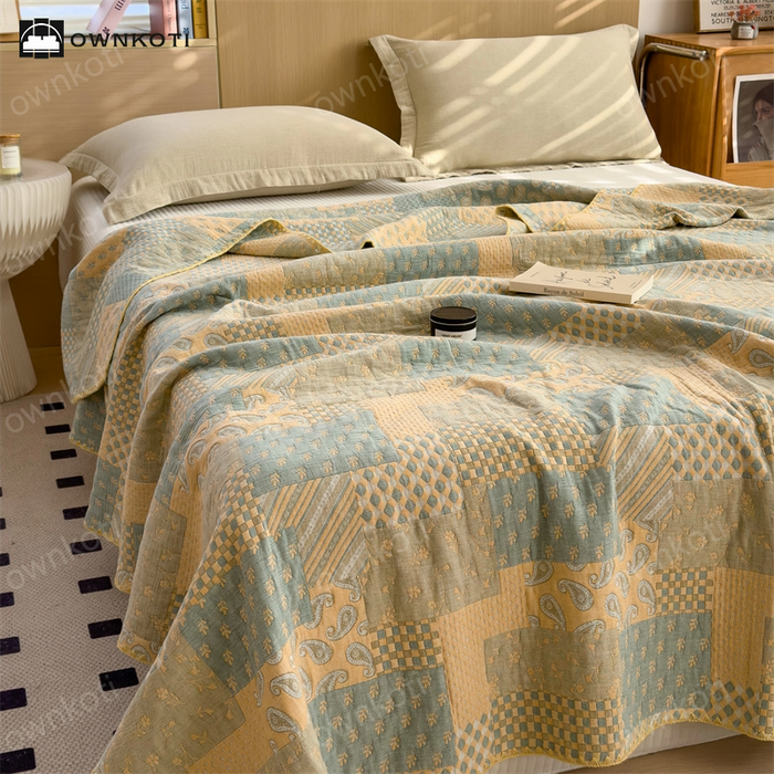 Ownkoti Three Layers Gauze Retro Comfy Lightweight Quilt