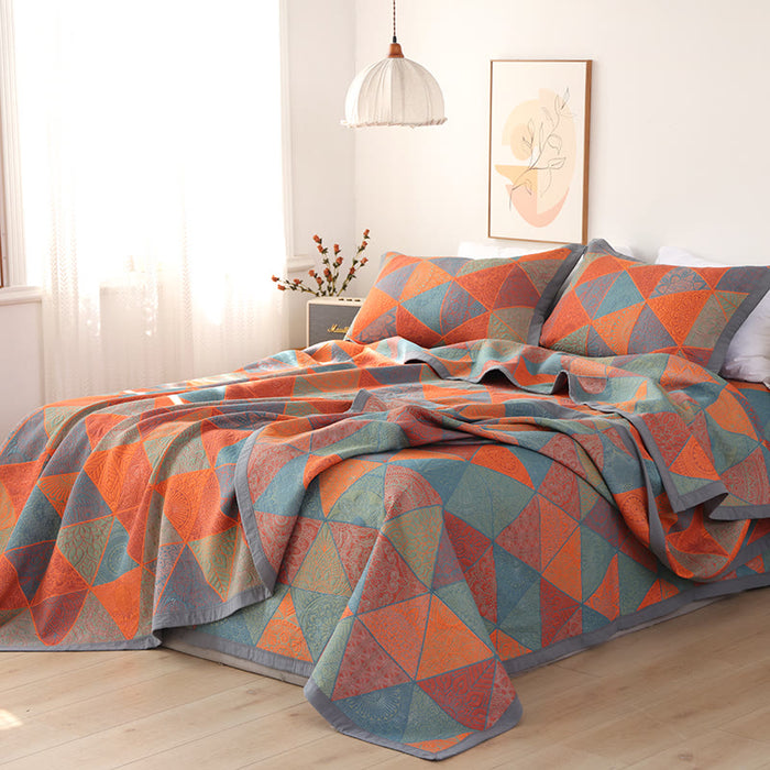 Ownkoti Triangle Pattern Print Cotton Reversible Quilt