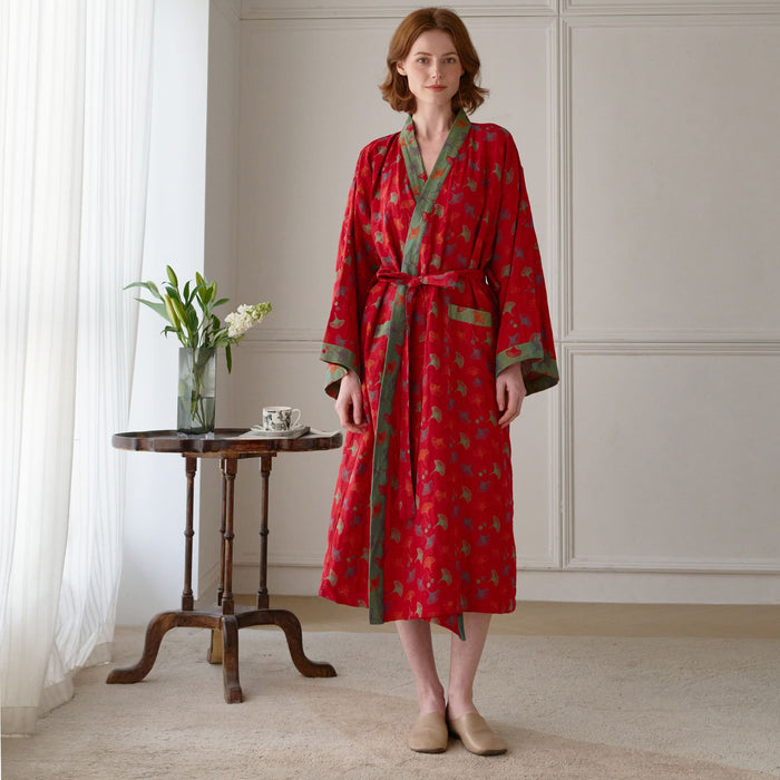 Ownkoti Two-Tone Ginkgo Cotton Gauze Kimono Robe - image 1