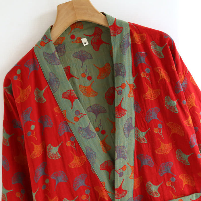 Ownkoti Two-Tone Ginkgo Cotton Gauze Kimono Robe - image 4