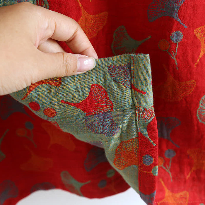 Ownkoti Two-Tone Ginkgo Cotton Gauze Kimono Robe - image 5