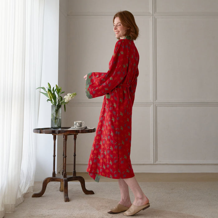 Ownkoti Two-Tone Ginkgo Cotton Gauze Kimono Robe - image 6