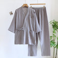 Ownkoti Unisex Bamboo Jacquard Kimono Pajama Set - Grey - XL - image 4