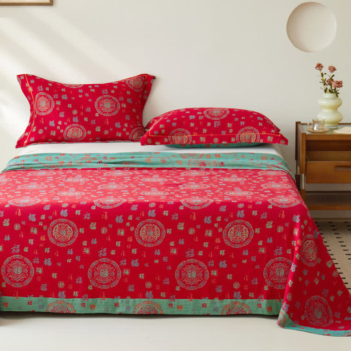 Ownkoti Vintage Cotton Double-layer Yarn-dyed Jacquard Reversible Coverlet