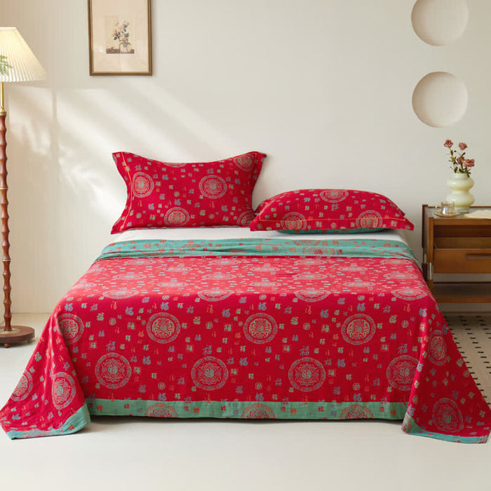 Ownkoti Vintage Cotton Double-layer Yarn-dyed Jacquard Reversible Coverlet