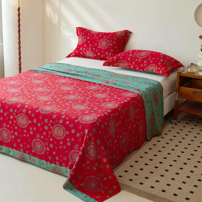 Ownkoti Vintage Cotton Double-layer Yarn-dyed Jacquard Reversible Coverlet