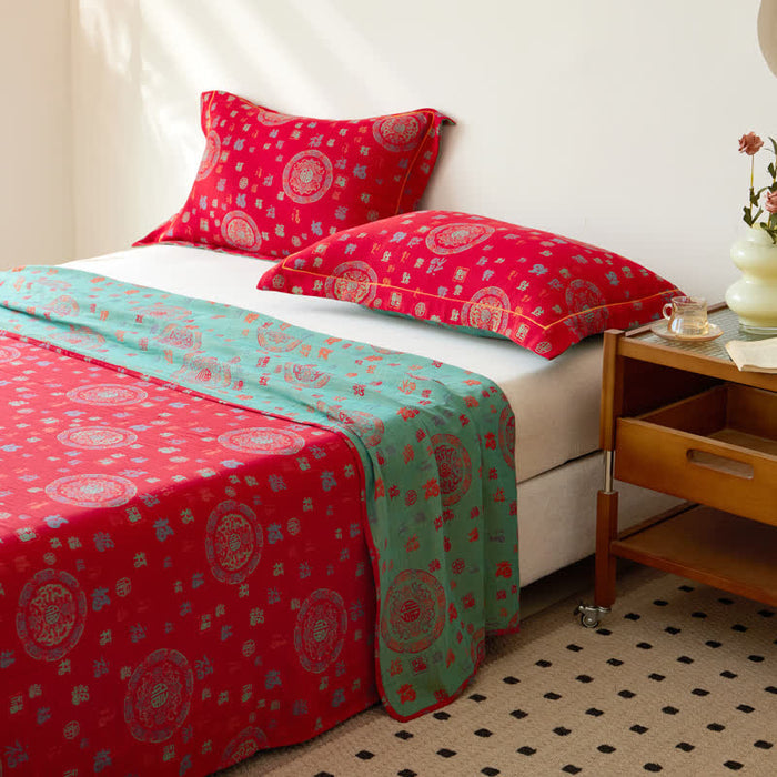Ownkoti Vintage Cotton Double-layer Yarn-dyed Jacquard Reversible Coverlet