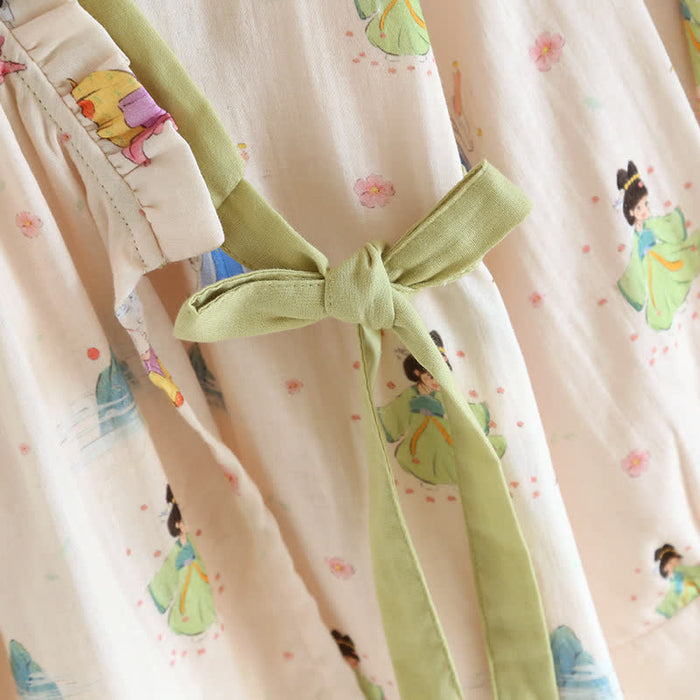 Ownkoti Vintage Cotton Gauze Asymmetric Front Loungewear Set