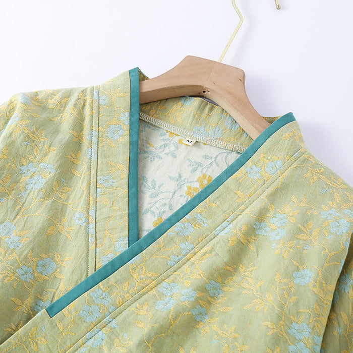 Ownkoti Vintage Cotton Gauze Loose Tie Loungewear Set