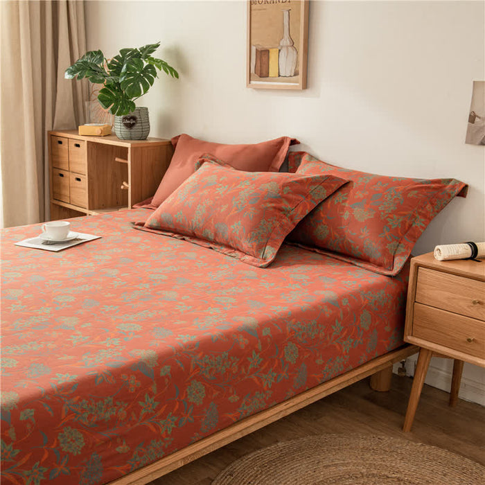 Ownkoti Vintage Floral Cotton Gauze Soft Fitted Sheet
