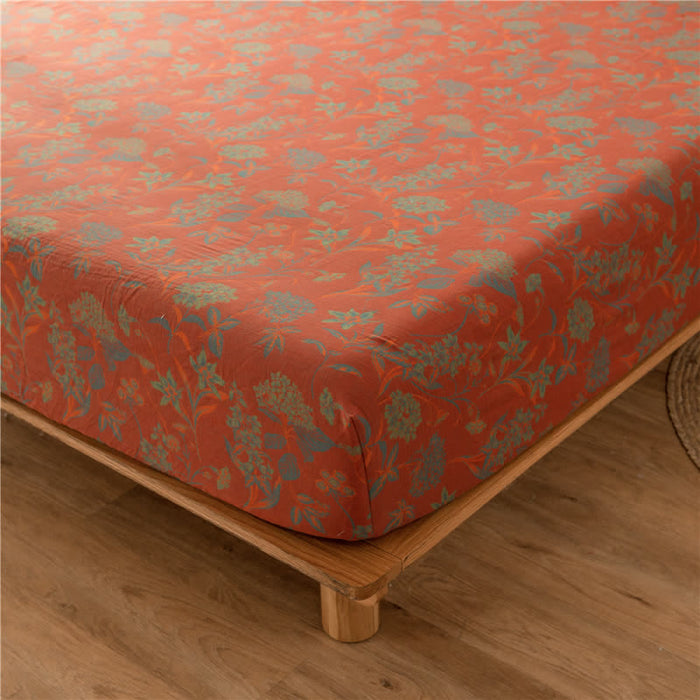 Ownkoti Vintage Floral Cotton Gauze Soft Fitted Sheet