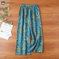 Ownkoti Vintage Leaf Jacquard Cotton Gauze Pajama Pants