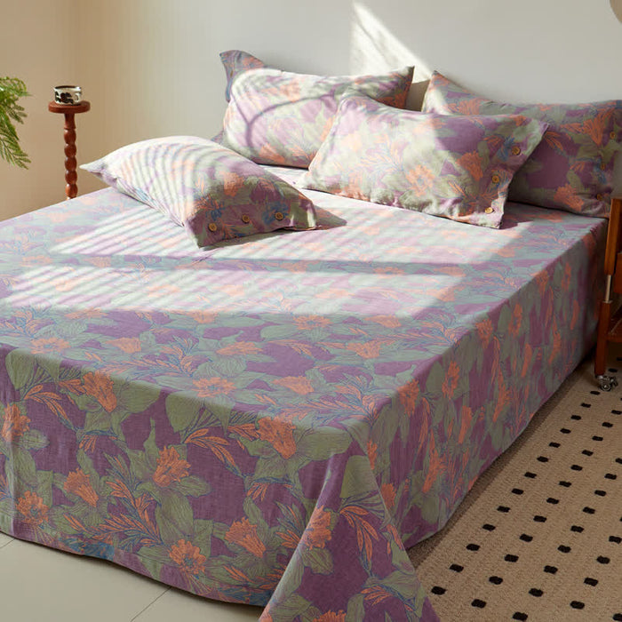 Ownkoti Vintage Lily Cotton Gauze Yarn-dyed Reversible Coverlet