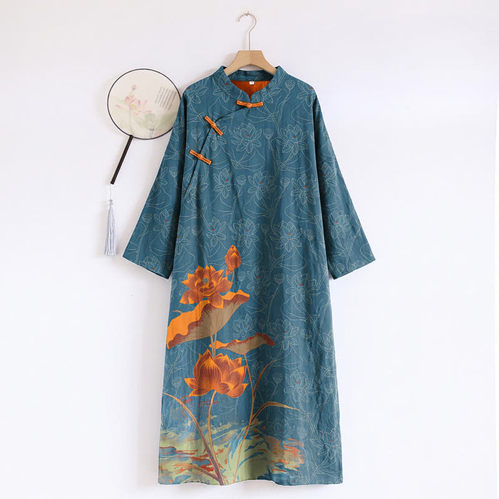 Ownkoti Vintage Lotus Cotton Double Gauze Nightdress - XL - image 0