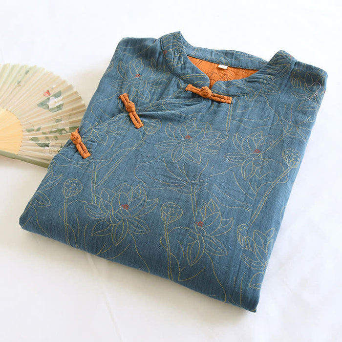 Ownkoti Vintage Lotus Cotton Double Gauze Nightdress - image 2