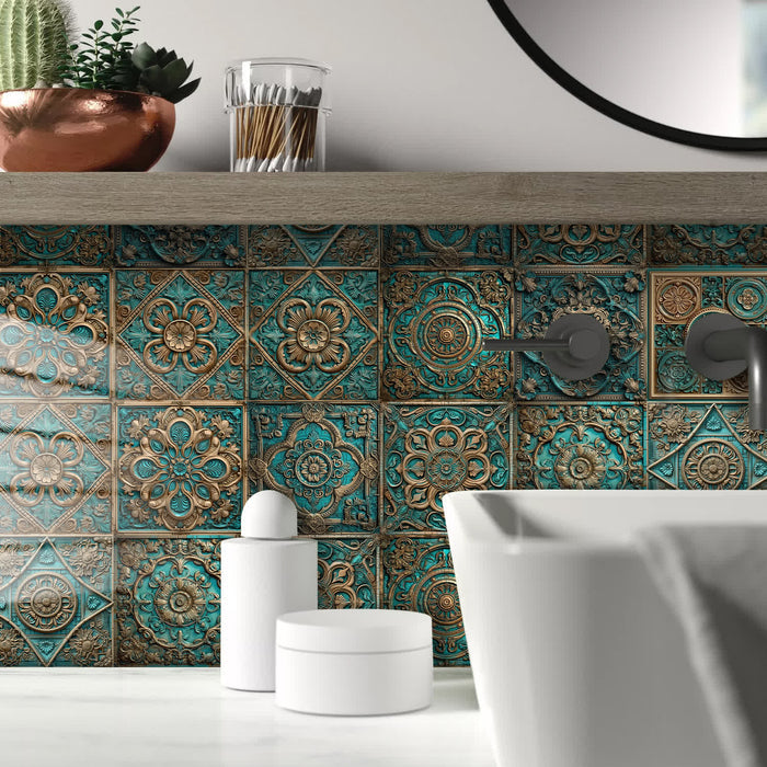 Ownkoti Vintage Mandala Waterproof Tile Stickers (10PCS)