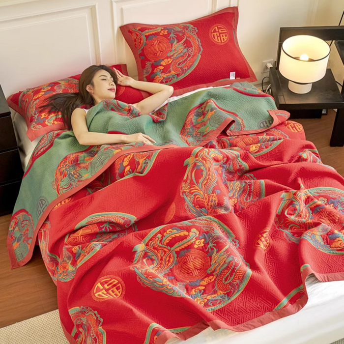 Ownkoti Vintage Three Layer Cotton Gauze Reversible Quilt