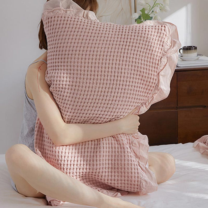 Ownkoti Waffle Weave Cotton Pillowcases with Ruffle (2PCS) - image 4