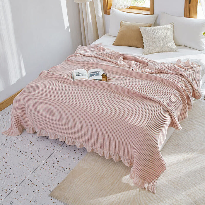 Ownkoti Waffle Weave Sofa Blanket Comfortable Quilt