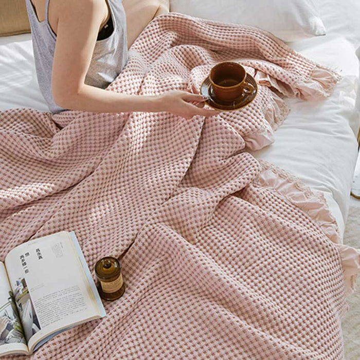 Ownkoti Waffle Weave Sofa Blanket Comfortable Quilt