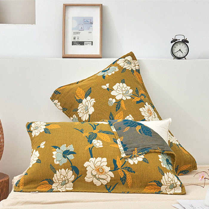 White Flower Pattern Pillow Towel Cotton (2PCS)