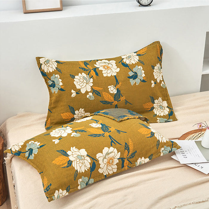 White Flower Pattern Pillow Towel Cotton (2PCS)