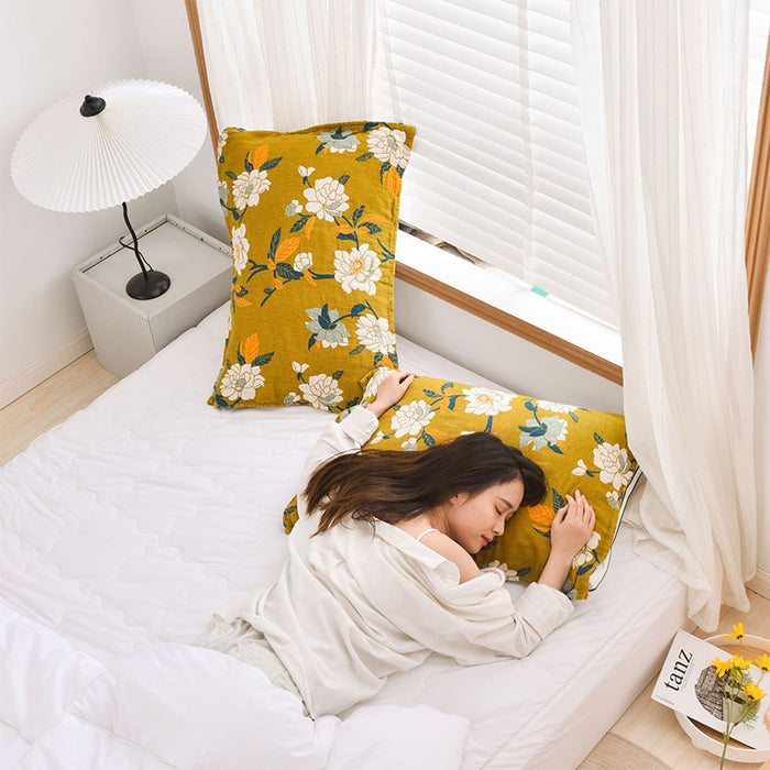 White Flower Pattern Pillow Towel Cotton (2PCS)
