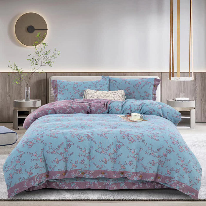 Ownkoti Wintersweet Cotton Gauze Jacquard Bedding Set(4pcs)