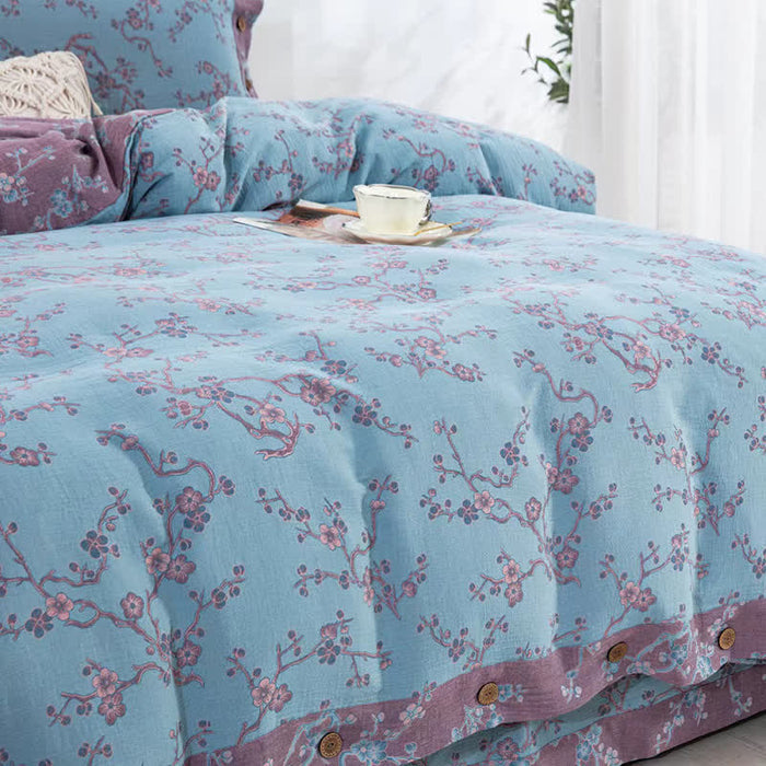 Ownkoti Wintersweet Cotton Gauze Jacquard Bedding Set(4pcs)