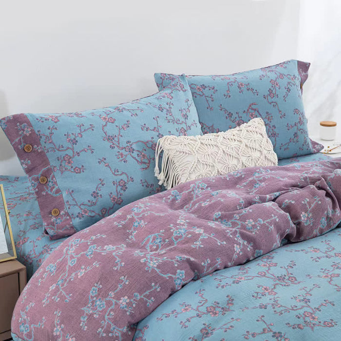 Ownkoti Wintersweet Cotton Gauze Jacquard Bedding Set(4pcs)