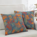 Ownkoti Yarn-dyed Ginkgo Leaf Cotton Gauze Pillowcases(2PCS) - Dark Blue & Orange - 20" x 36" - image 0