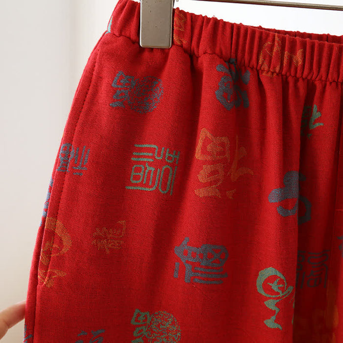 Ownkoti Yarn-dyed Retro Cotton Gauze Pajama Set(3PCS)