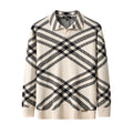 Paramount Lattice Knit Polo LS IVORY