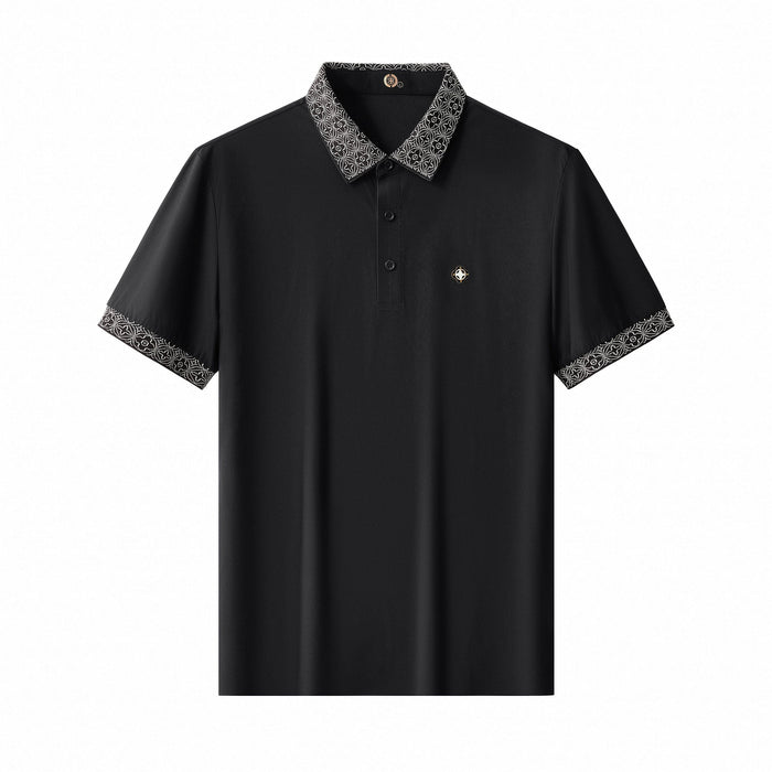 Pattern Trim Performance Polo – El Baron BLACK