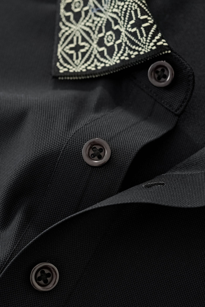 Pattern Trim Performance Polo – El Baron BLACK