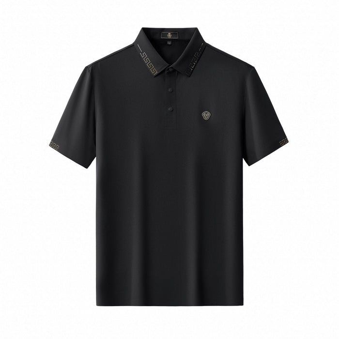 Perforated Collar Performance Polo – El Baron BLACK/GOLD