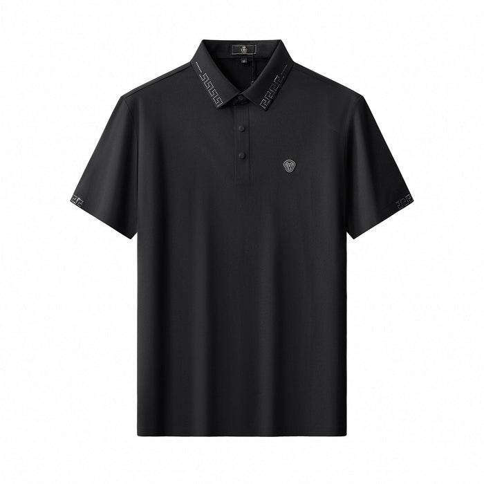 Perforated Collar Performance Polo – El Baron BLACK/SILVER